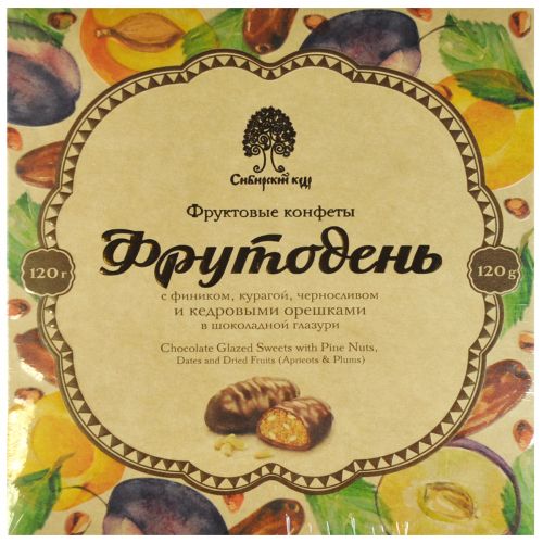 картинка Конфеты Фрутодень с кедровыми орешками в шоколадной глазури, 120 г